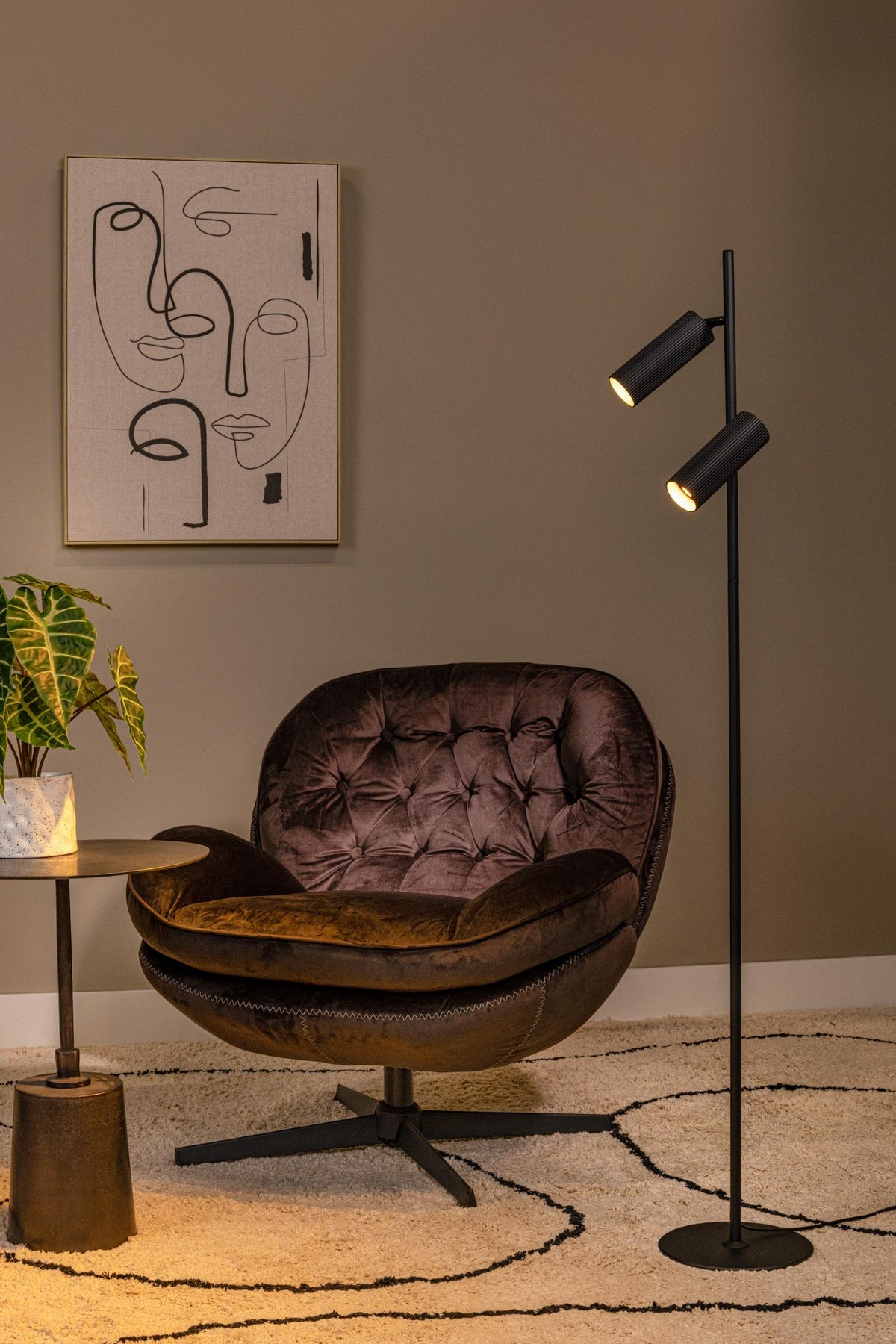 Lucide vloerlamp CLUBS - 2xGU10 - Zwart