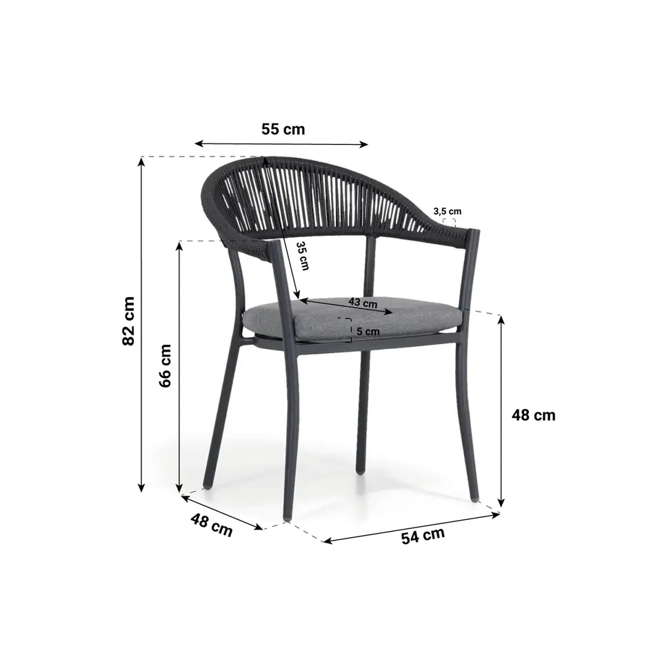 Tuinstoel Rope Grijs-antraciet Santika Vivian