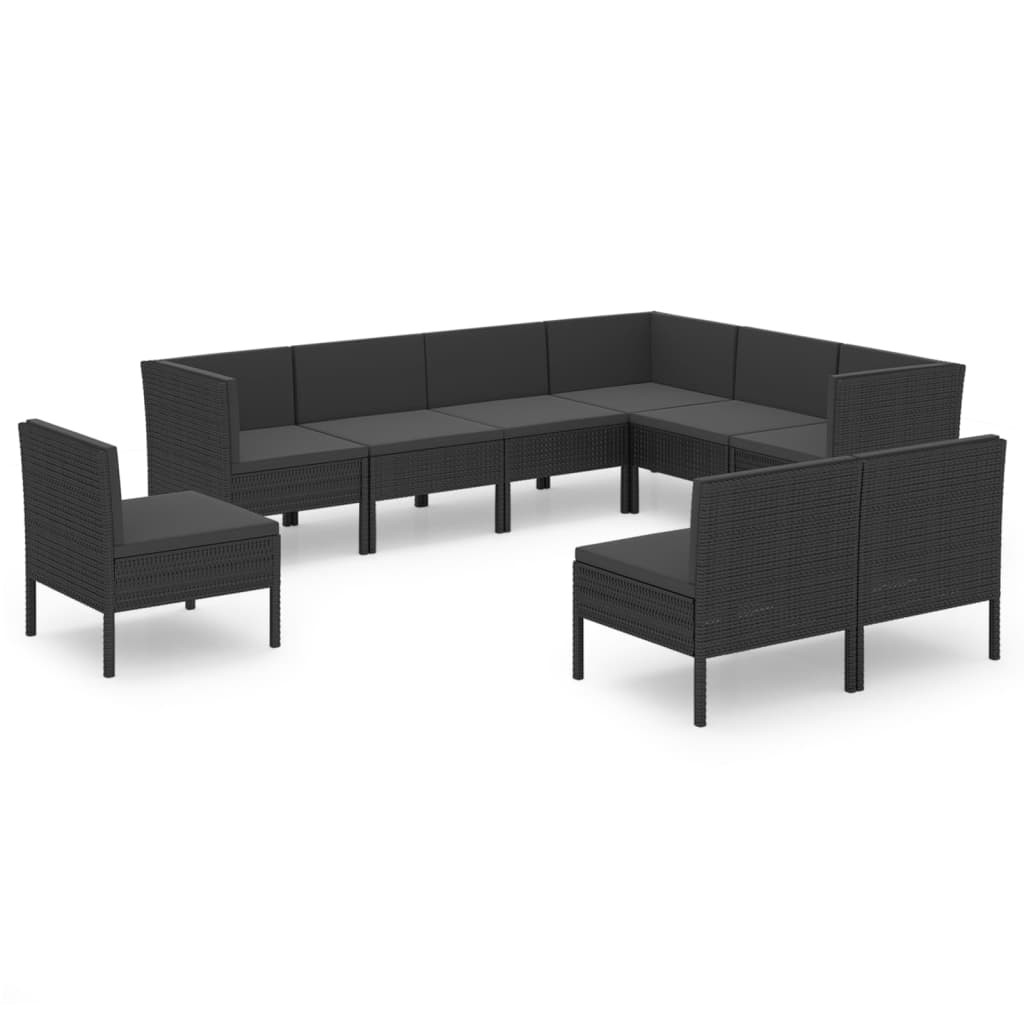 Zestaw wypoczynkowy do ogrodu Czarny Technorattan 3x narożna   6x sofa