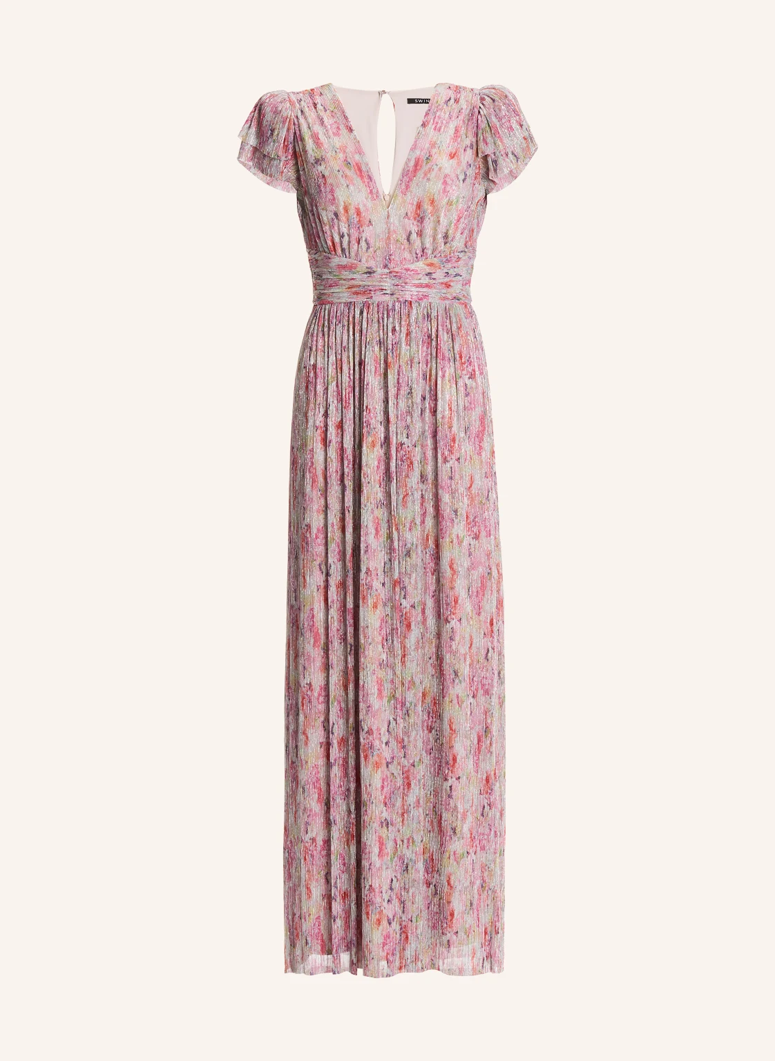 SWING Abendkleid mit Plissees und Glitzergarn