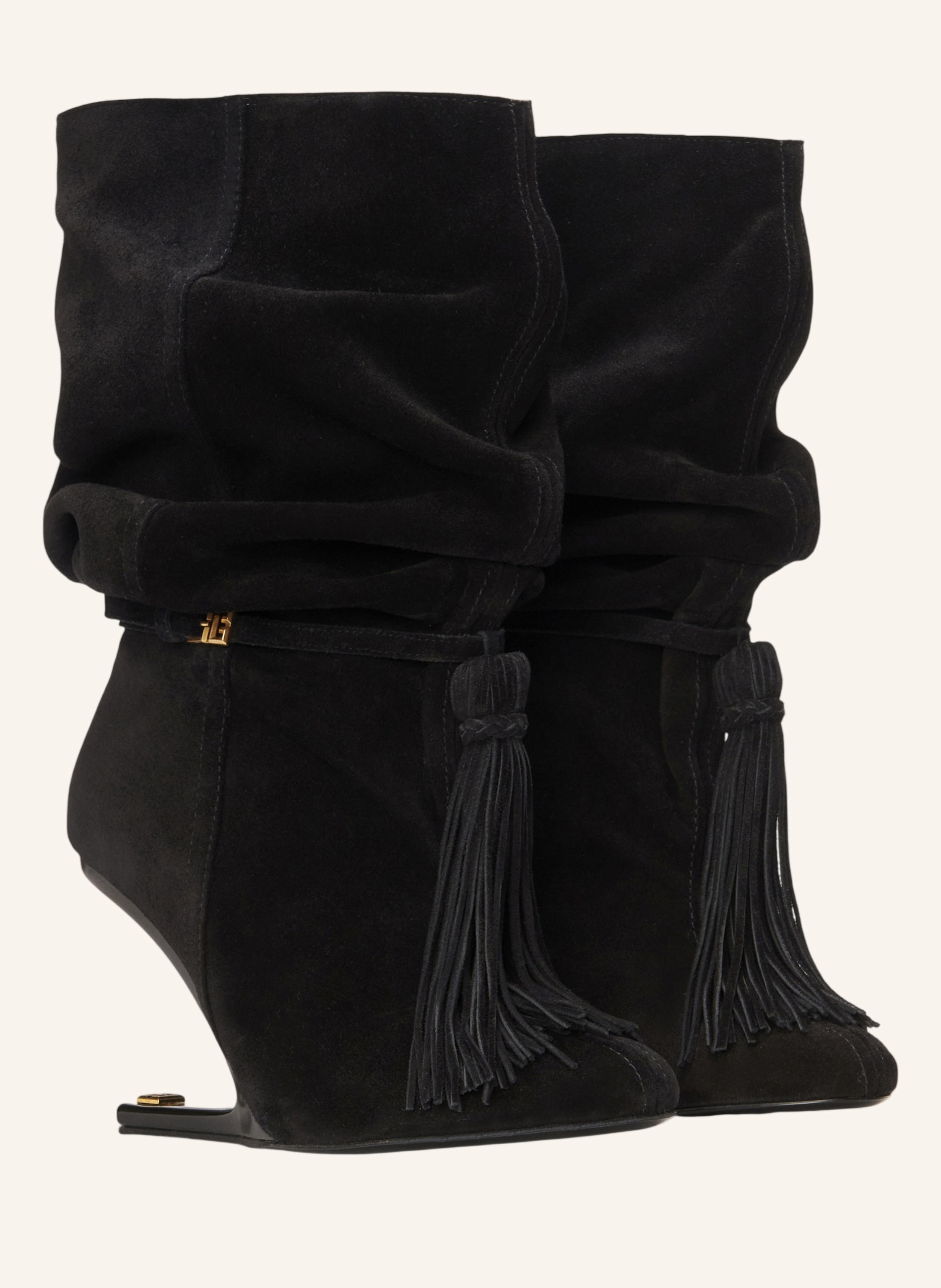 BALMAIN No Wedge Stiefeletten mit Bommel aus Wildleder