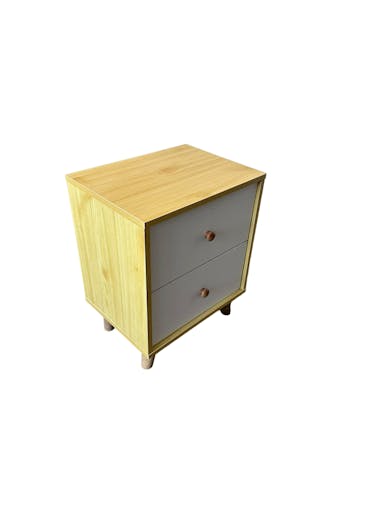 NNECN Wooden Bedside Cabinet with Two Drawers and Sturdy Legs