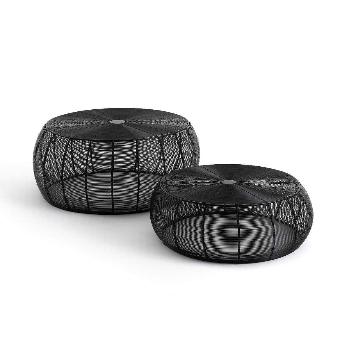 Lot de 2 tables basses rondes acier filaire Bangor