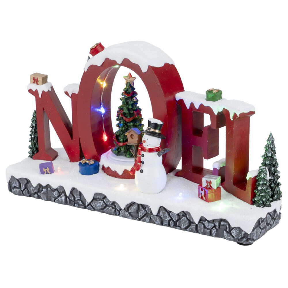 Village No&euml;l lumineux et animé 12 LED scène festive 29,5x10xH16,5cm
