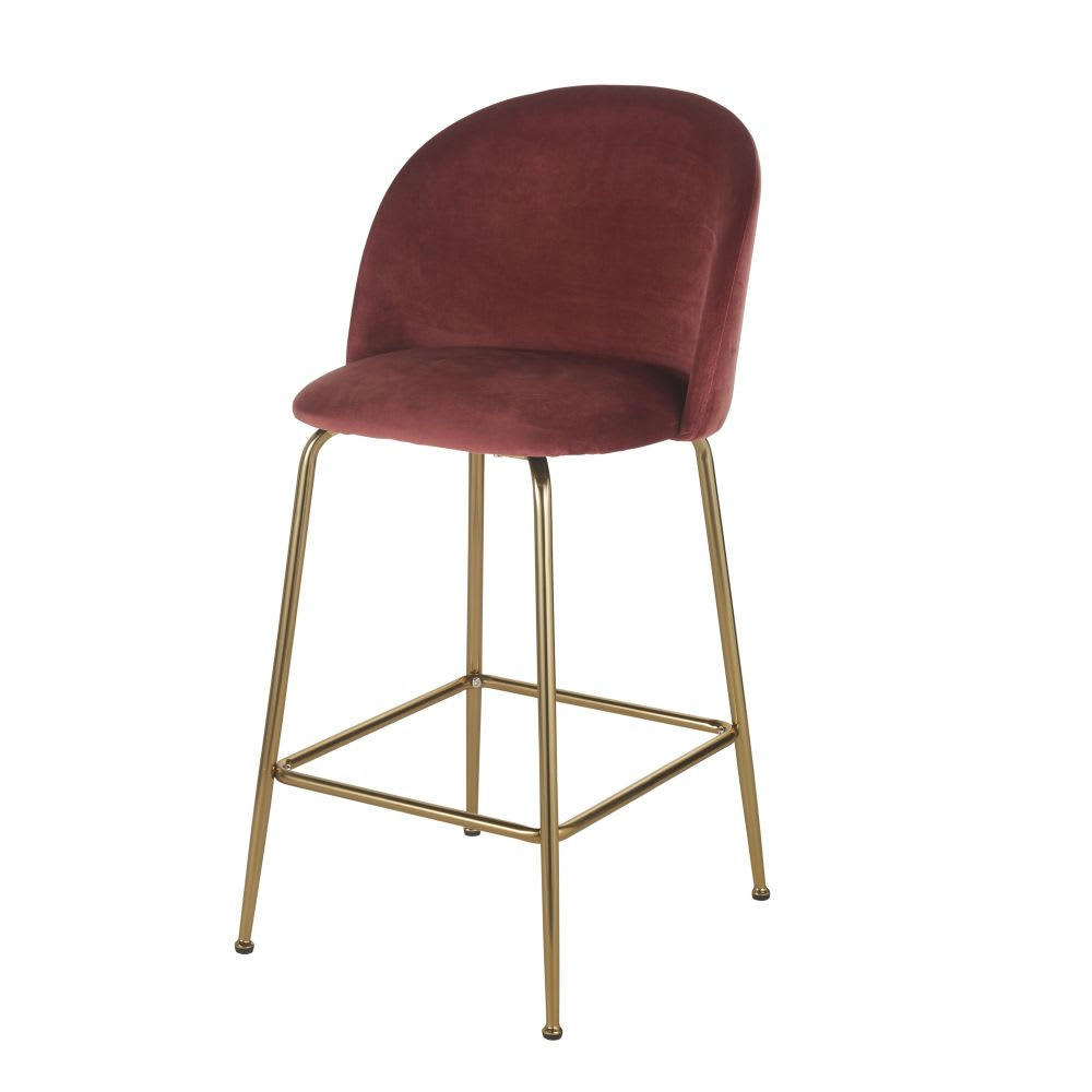 Ginette - Chaise pour îlot central en velours terracotta H65