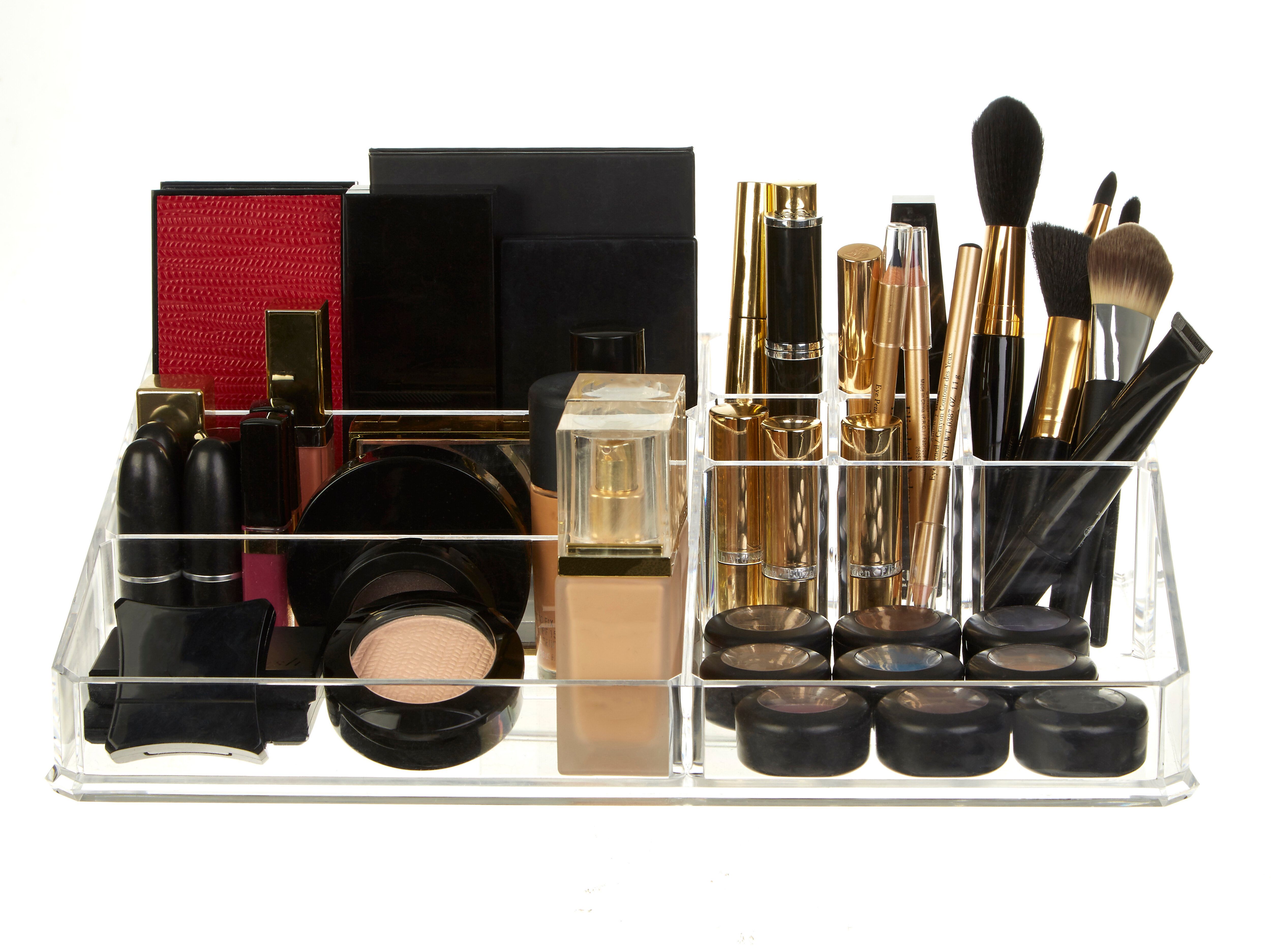 Orsina Ample Storage 9 Compartment Cosmetics Organiser, Elegant Makeup Vanity Organiser, Versatile Makeup Organizer