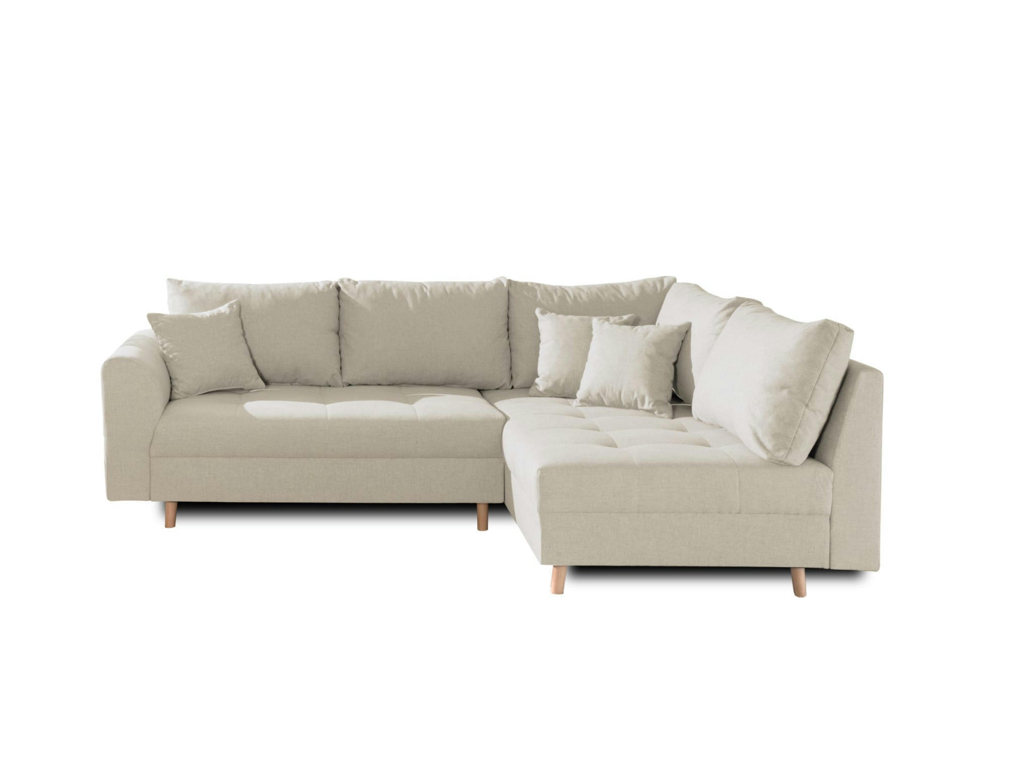 RUNE - Canapé d'angle droit convertible 4 places en tissu beige