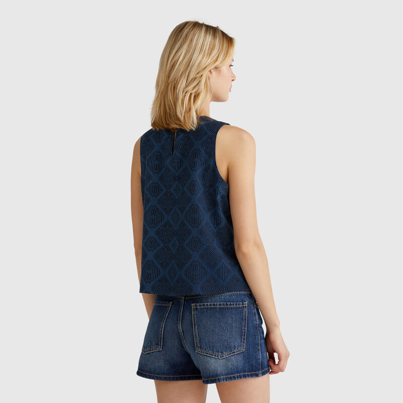 Printed top in pure linen