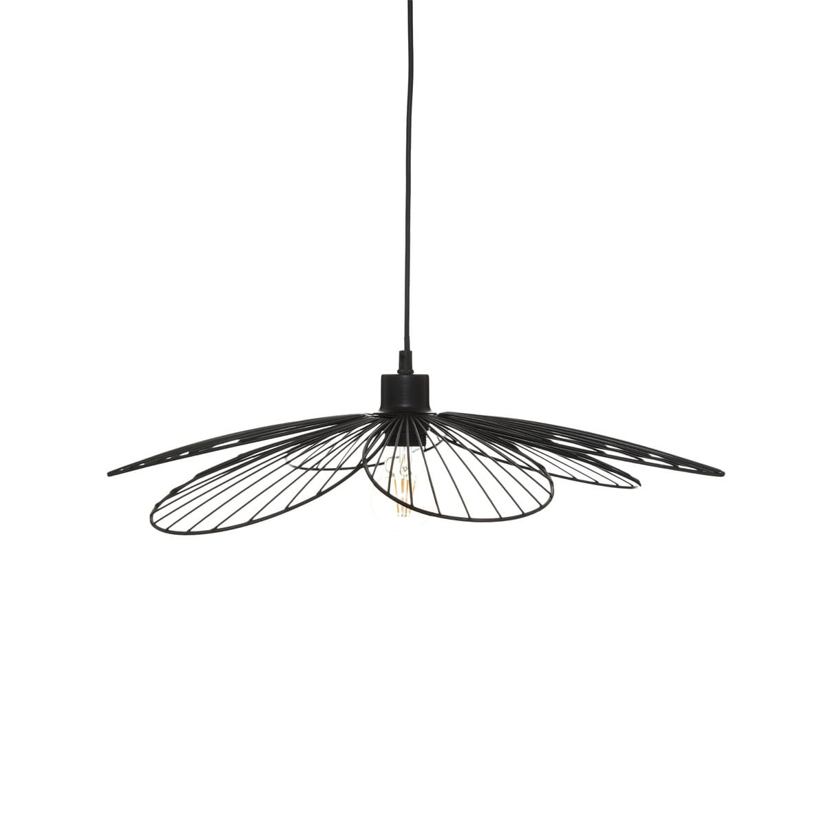 LAMPA WISZĄCA Fleur czarna METALOWA klosz w kształcie kwiatu