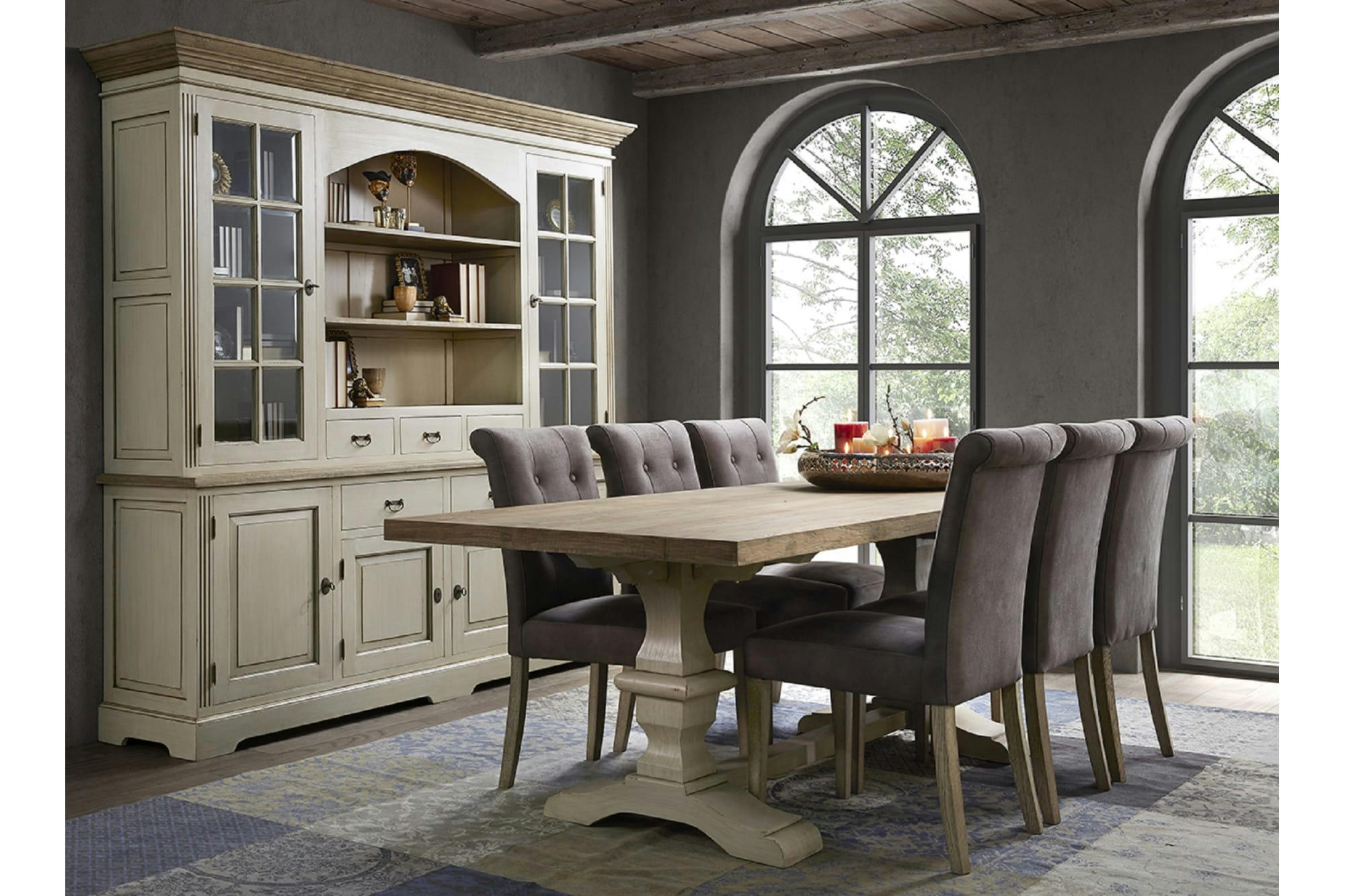 CAPUCINE - Vaisselier 4 portes et 2 portes vitrées en bois