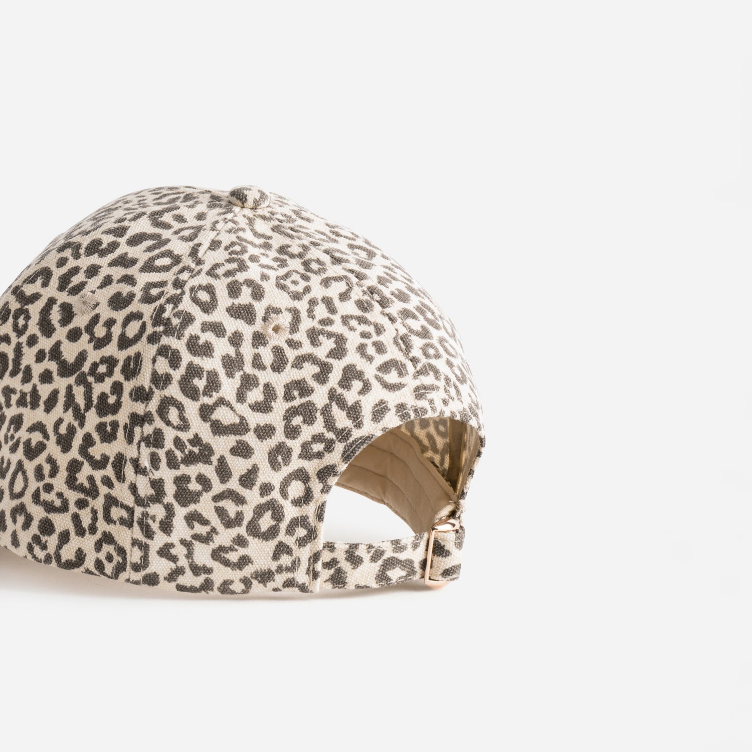 Casquette beige toile motif léopard