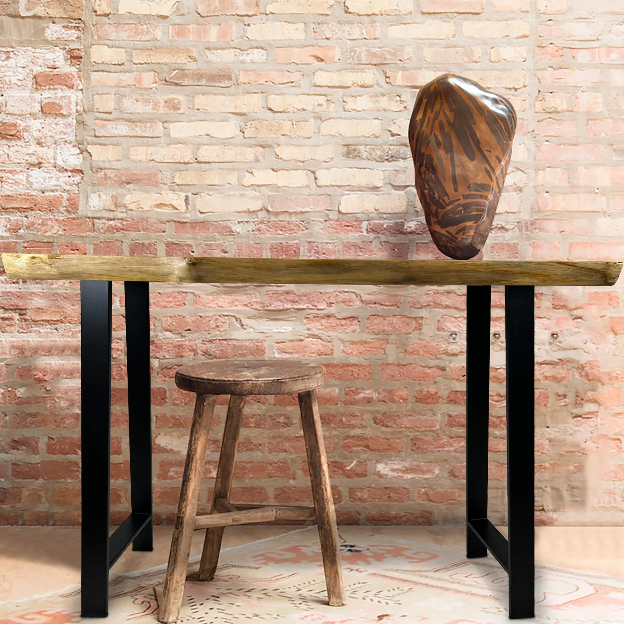 Live Edge Teak Console Table Handmade Farmhouse Table Entry Table