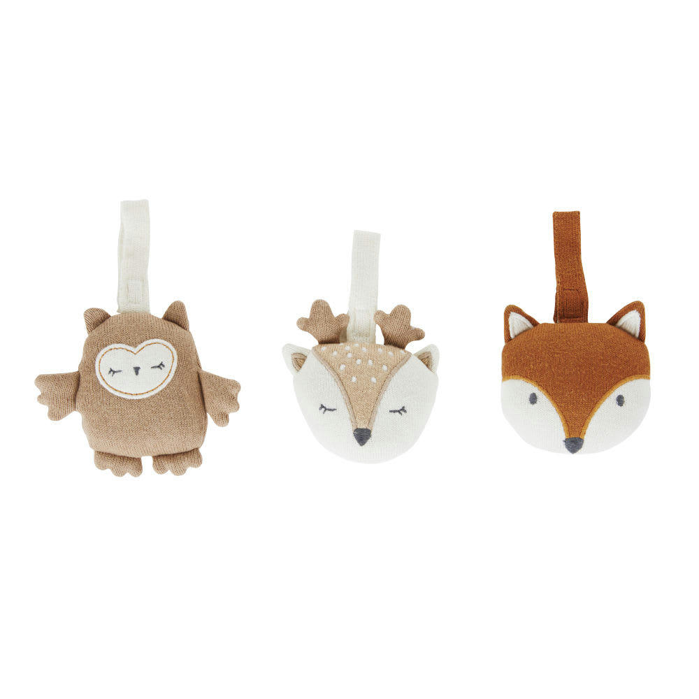 MIMIZAN - Jouets d'éveil bébé pour arche en coton bio marron, blanc et beige