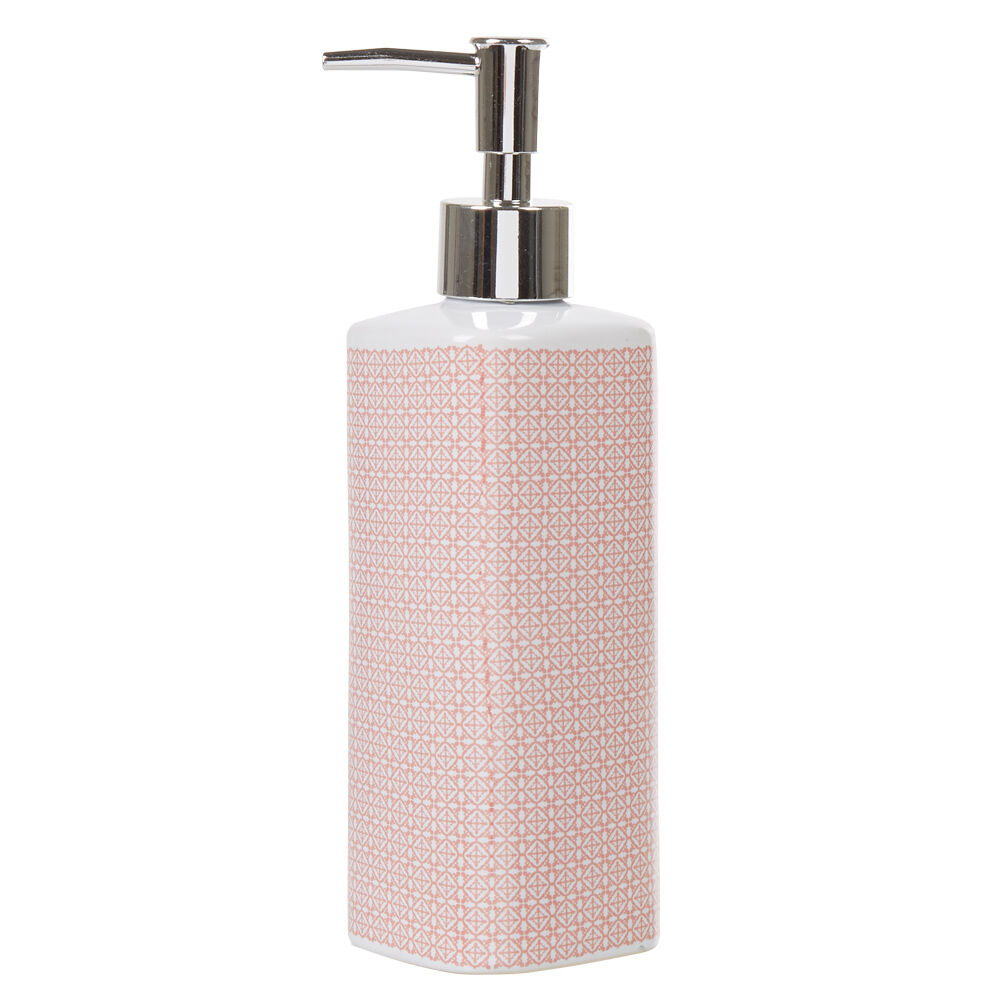 Distributeur de savon céramique carreau de ciment rose