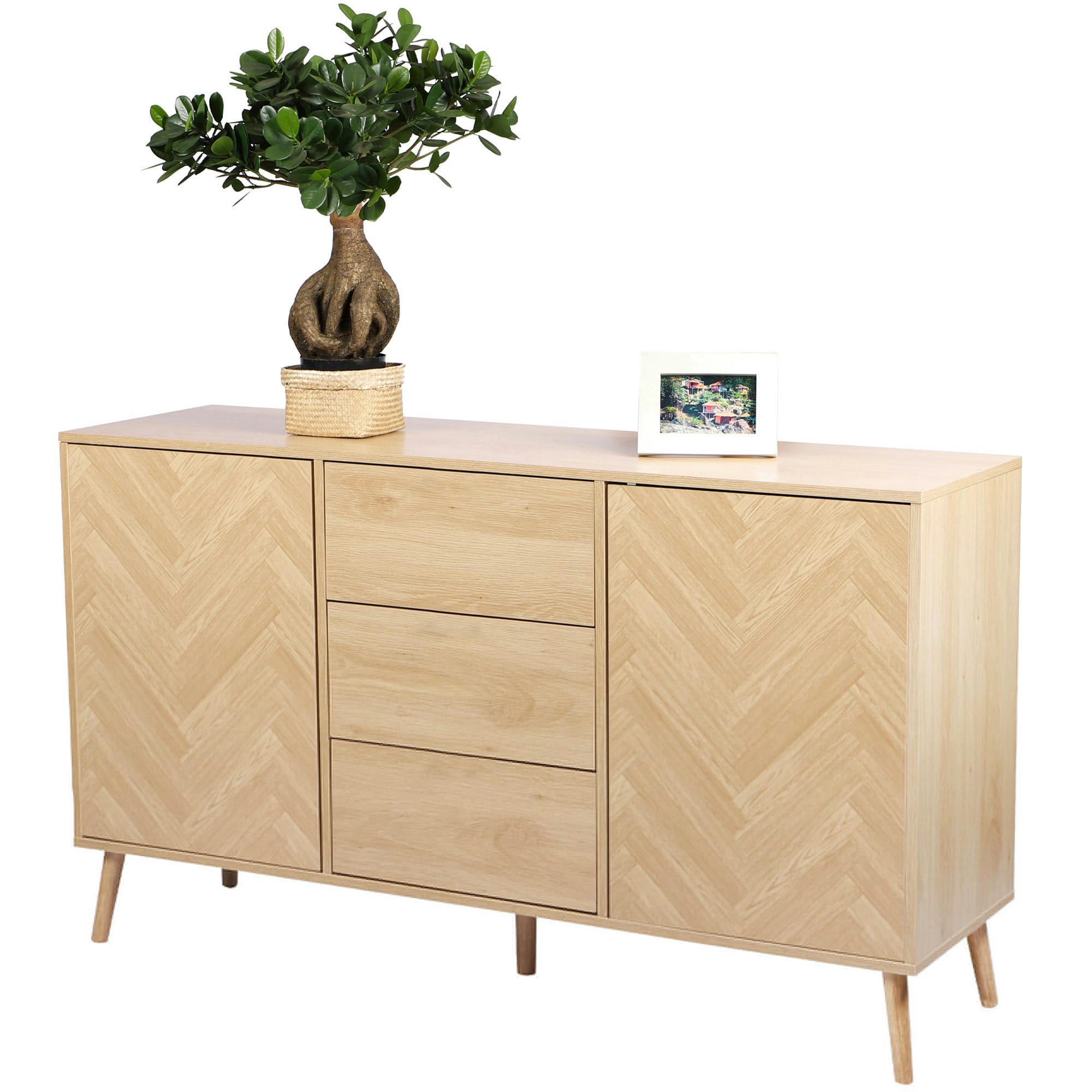- Buffet 2 portes et 3 tiroirs bois 140x40x81cm