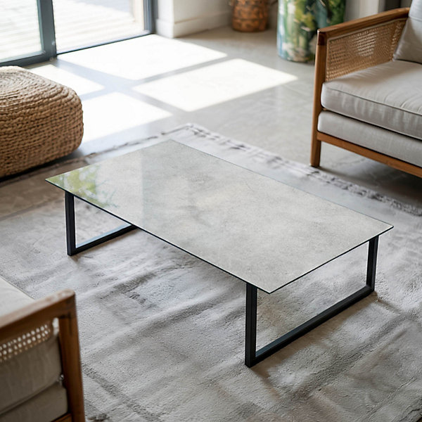 Dessus de table en verre trempé Wallfluent 140x70 cm Texture de béton avec fissures