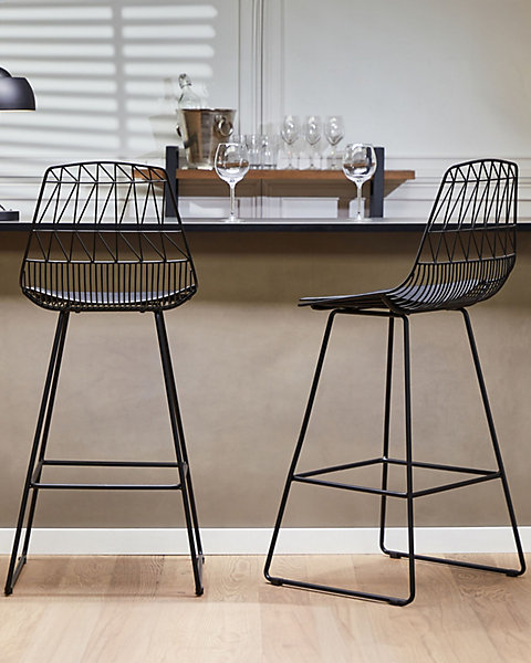 Lot de 2 chaises de bar PRESTON Métal Noir