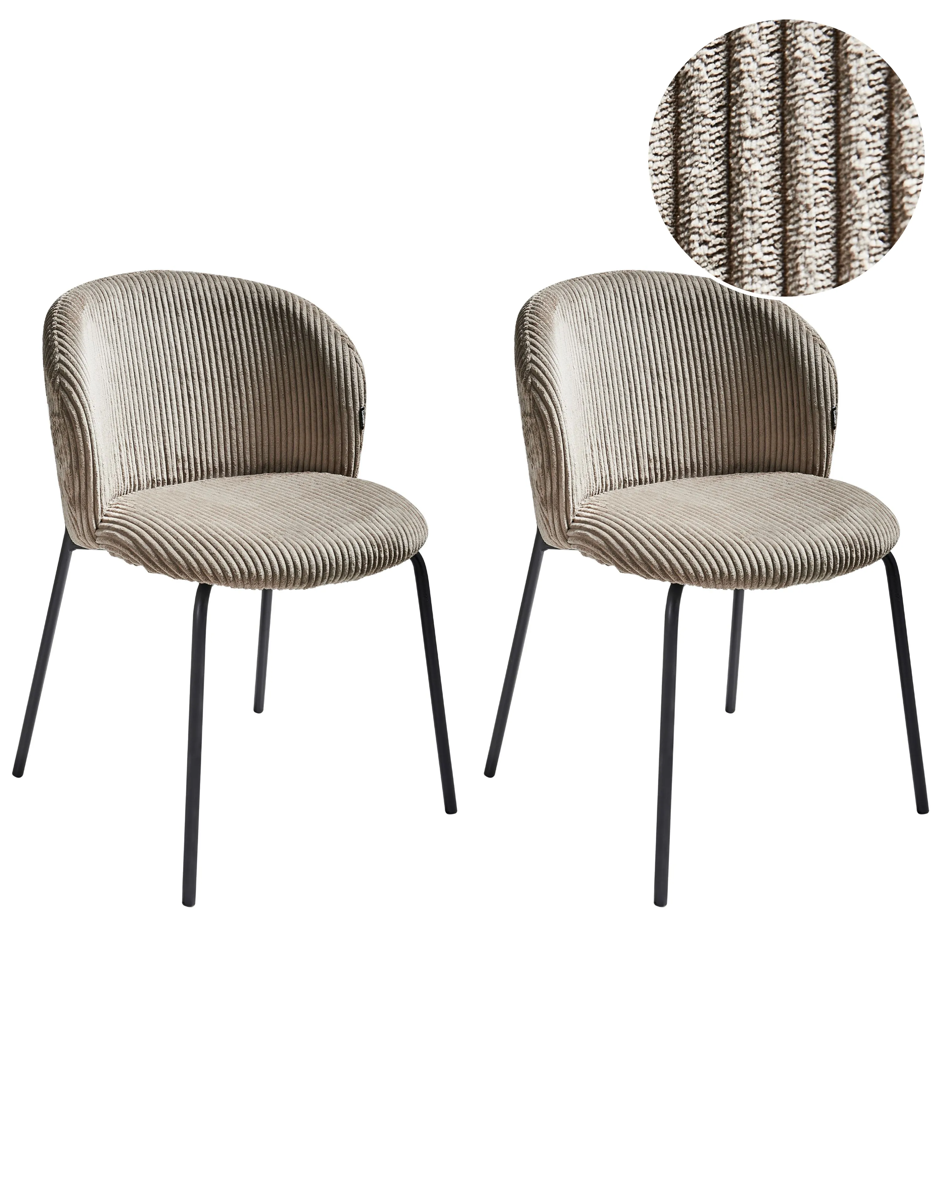 Set of 2 Dining Chairs MILES Corduroy Taupe