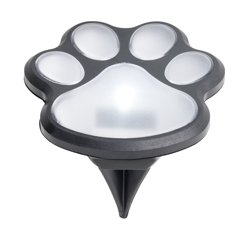 Lampe solaire à planter forme patte de chien noire Ø9xH9cm
