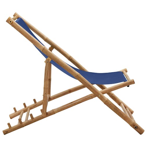 NNEVL Deck Chair Bamboo and Canvas Navy Blue