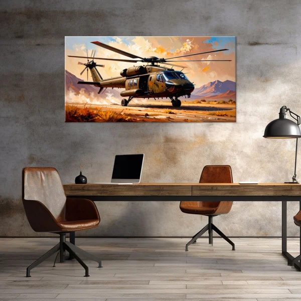 Obraz nowoczesny do salonu biura gabinetu, Helikopter 80x40