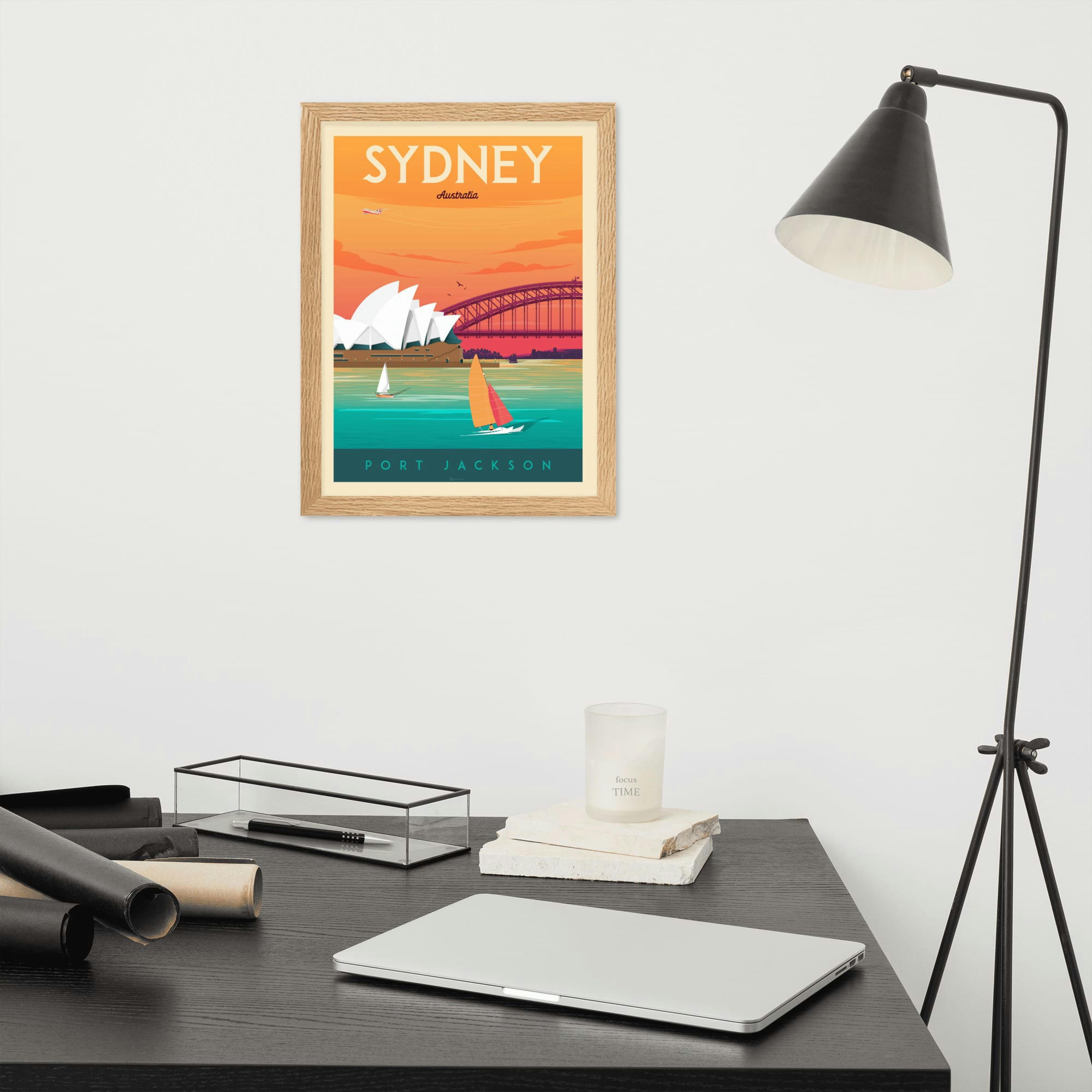 - Affiche Sydney Australie avec Cadre (Bois) 21x29,7 cm