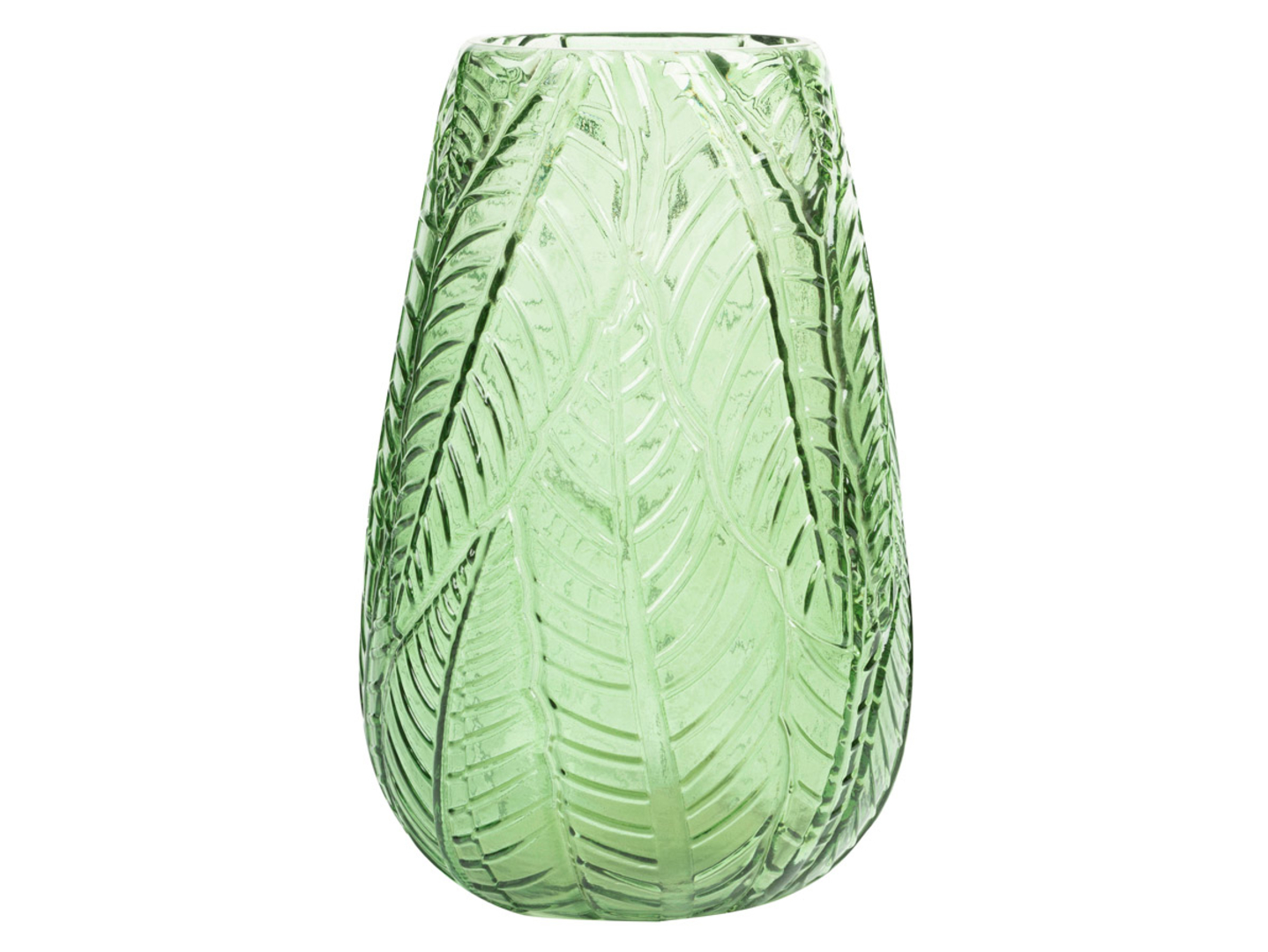 Wazon szklany Liść 26 cm zielony