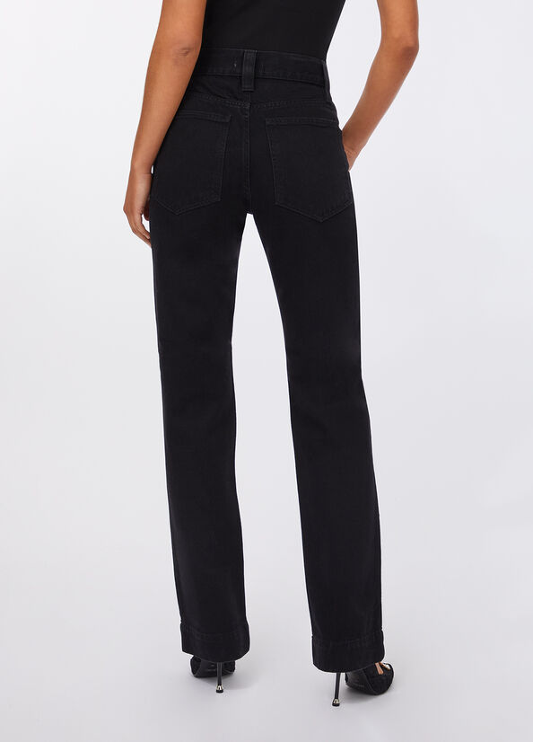 Jeans straight con perle gioiello