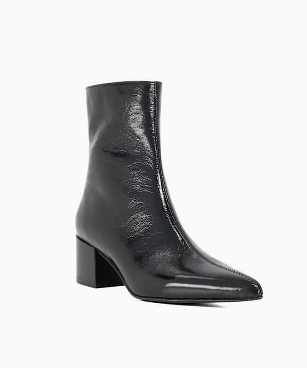 Pami Black - Block Heel Ankle Boots