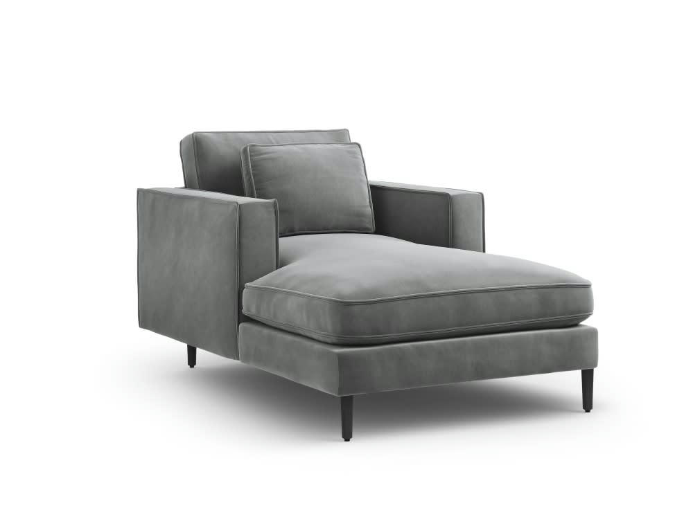 ALEXIS - Méridienne 1 place en velours gris clair