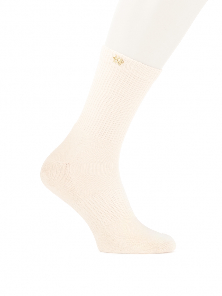 Combed cotton socks in broken white