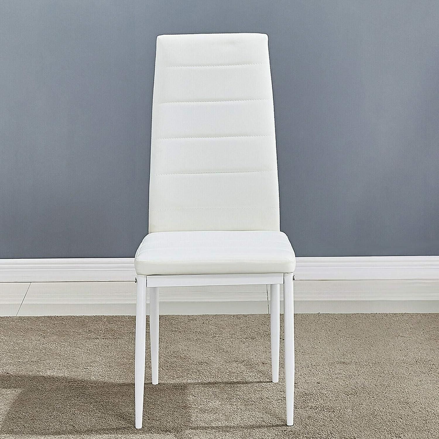KOSY KOALA Dining Chairs Set of 6 White Leather Kitchen Chairs