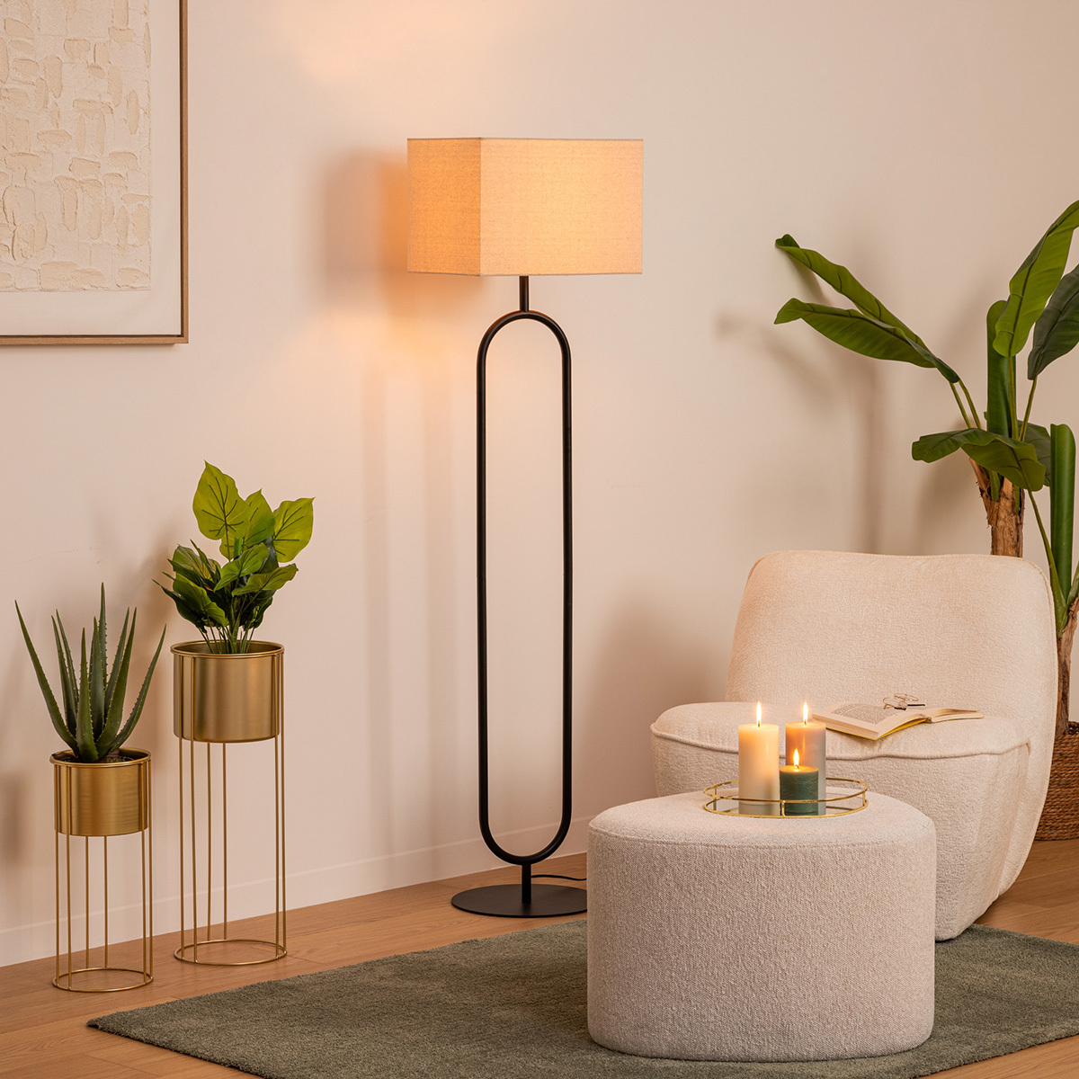 Upright floor lamp "Alec" Black, H.154 cm