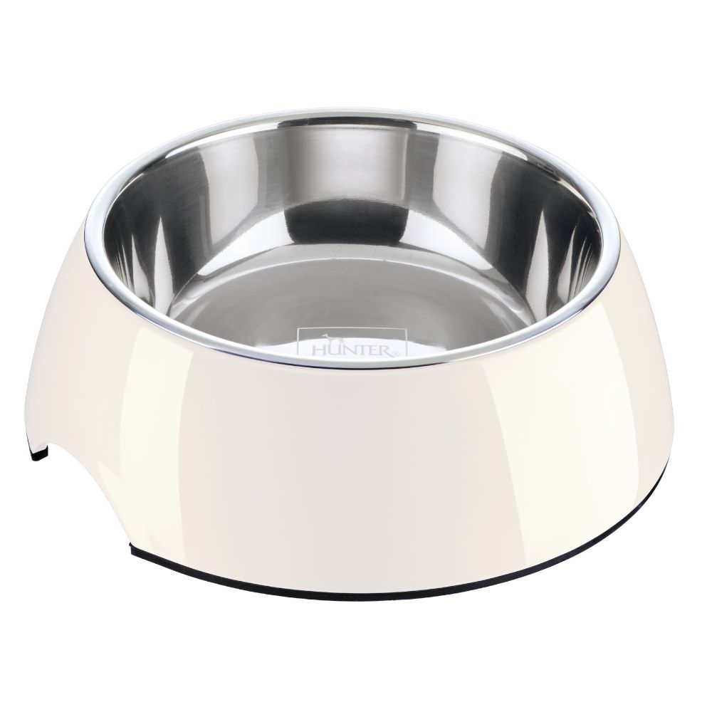 HUNTER melamine bowl white, with stainless steel inlet