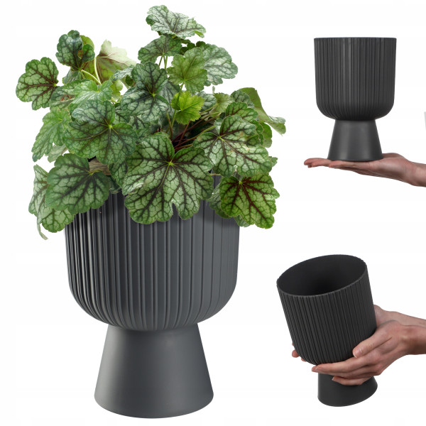 Kadax Doniczka Osłonka Plastikowa Gazon 14cm Szara