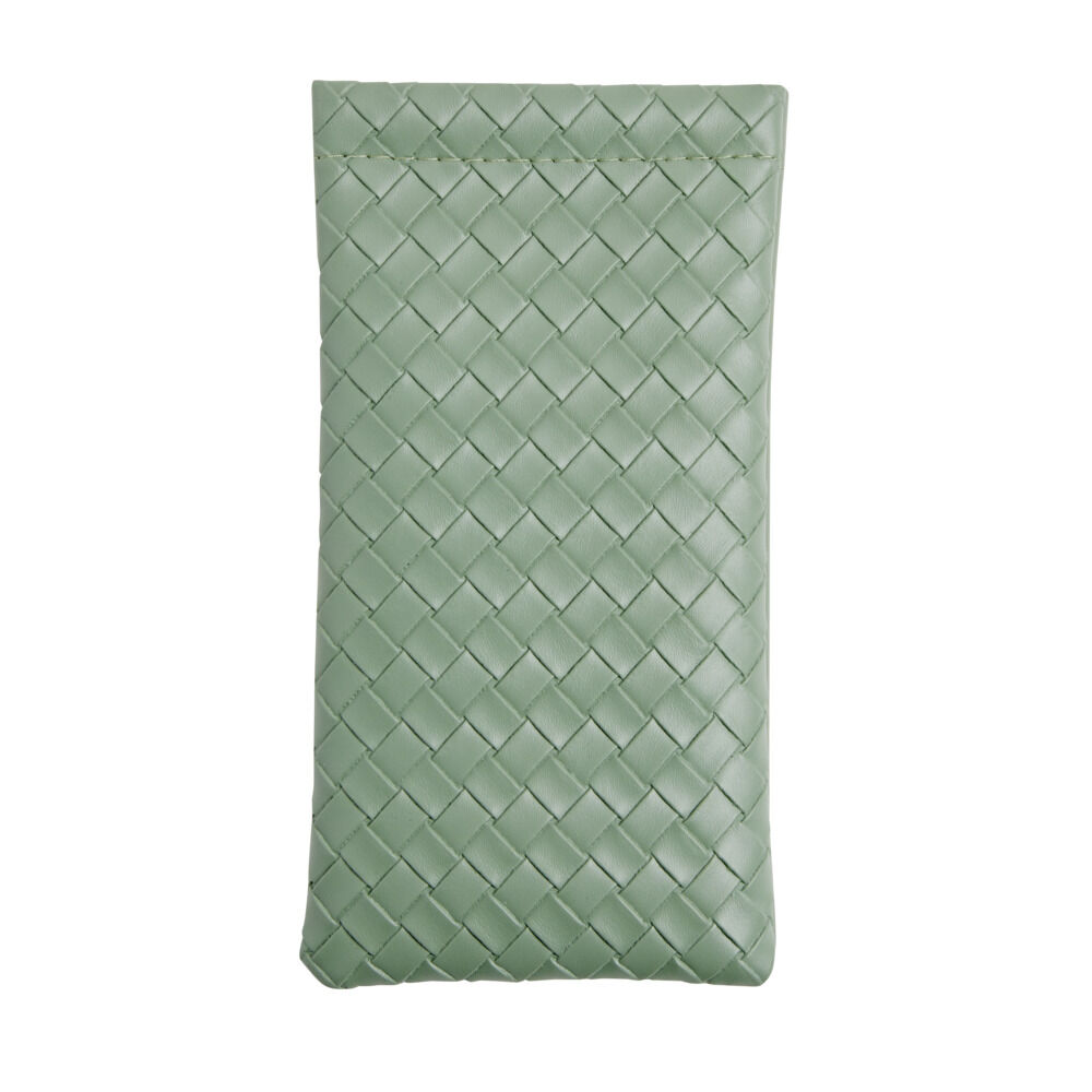 étui à lunette souple tressé vert 17,5x8cm
