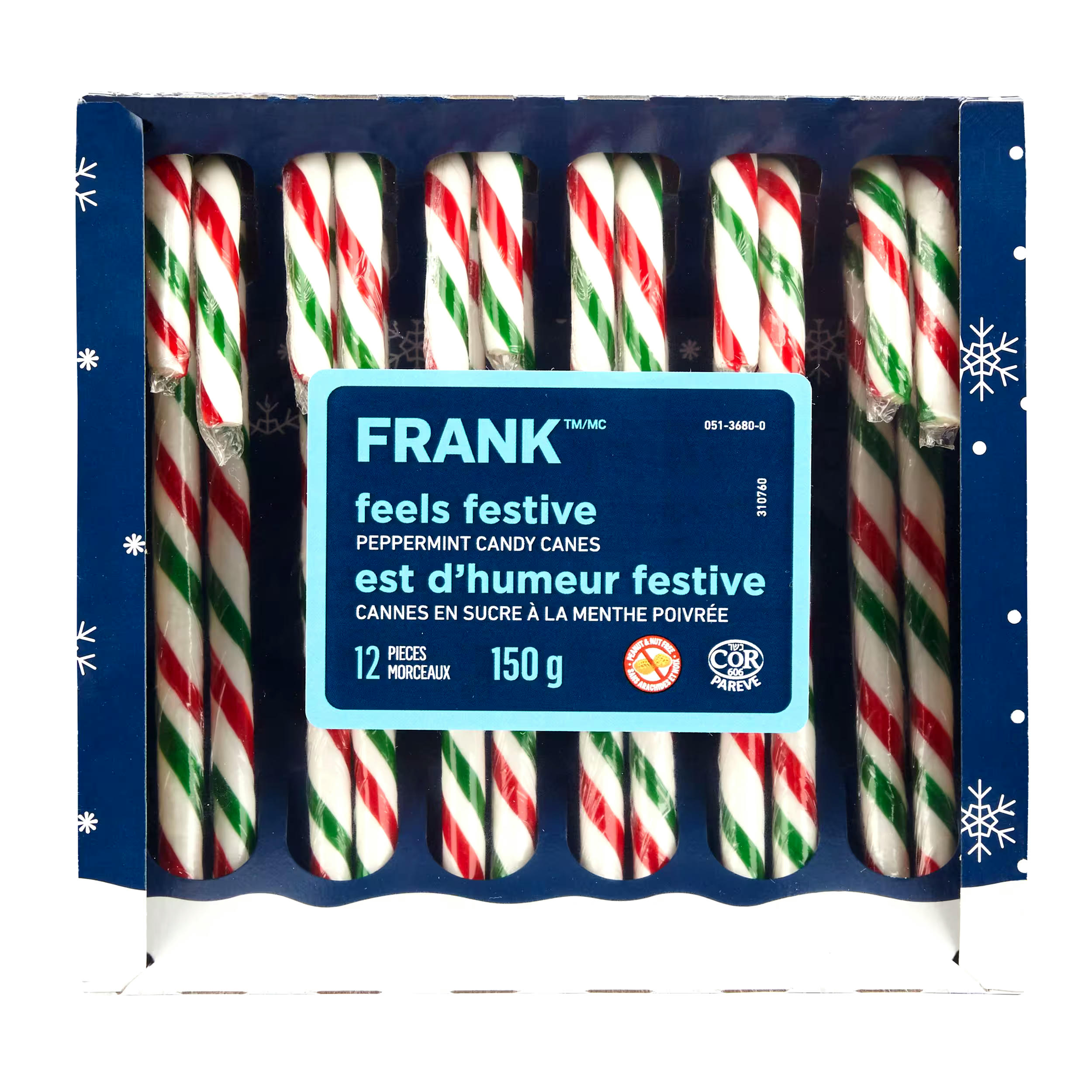 FRANK Peppermint Candy Canes, 12-pk, 150-g