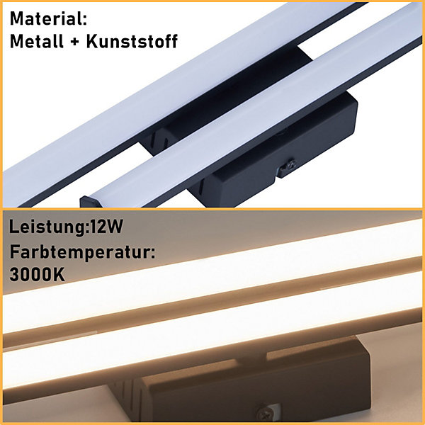 NETTLIFE Plafonnier LED salon moderne noir 12W 3000K blanc chaud chambre LED intégré en permanence