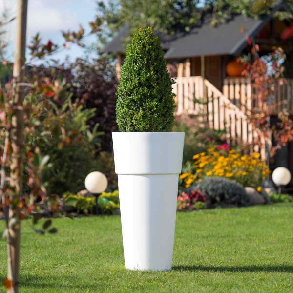 Donica Z Półką Do Ogrodu Na Taras 100 cm KARI PL-KA100 Biała