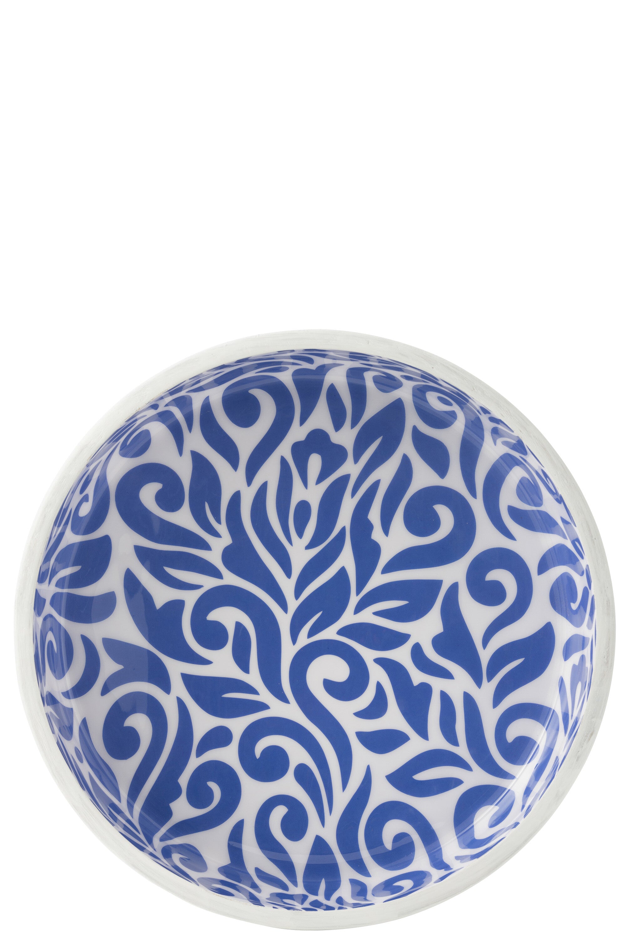 J-Line kom Bloemen - hout - blauw/wit