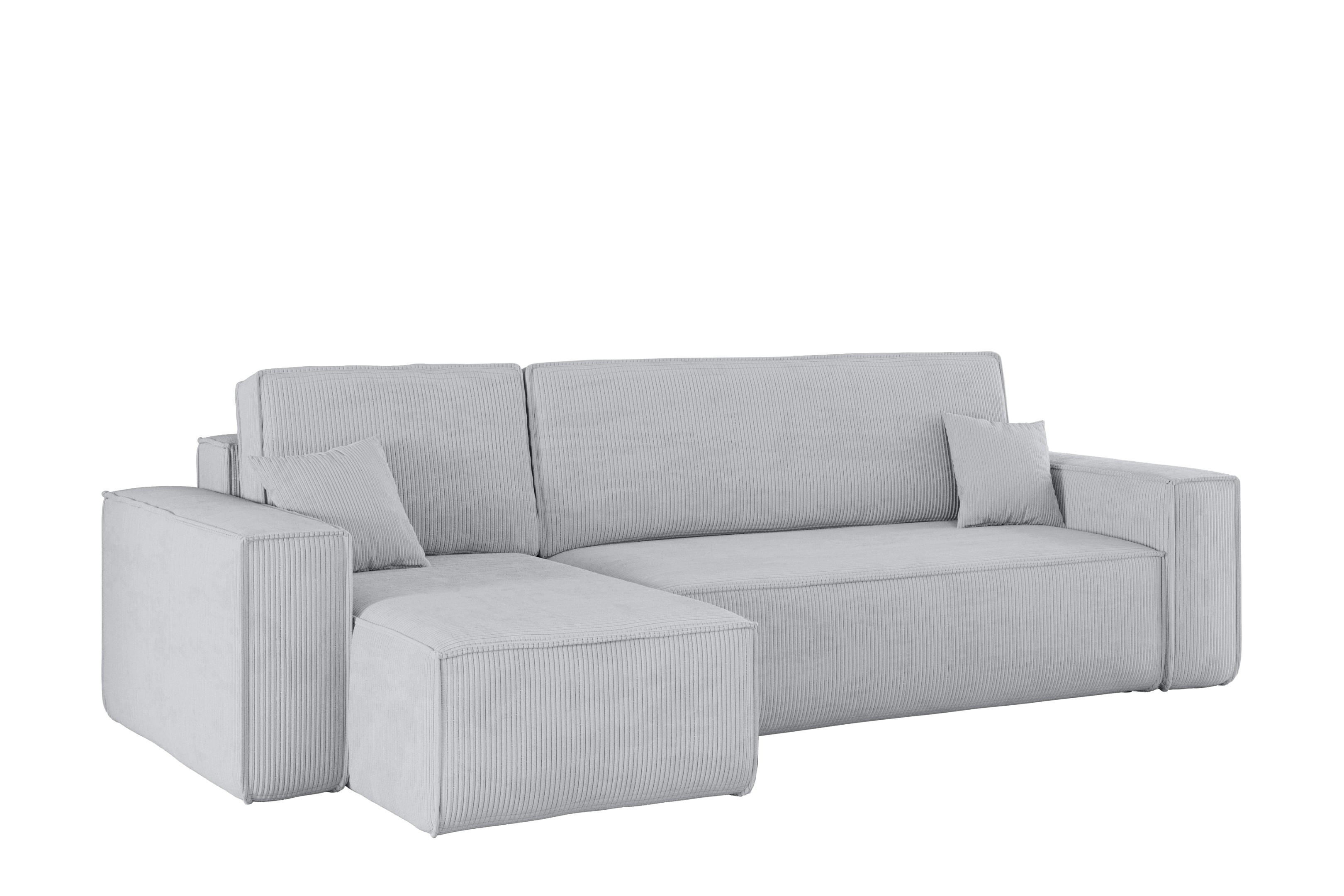 Sofa w kształcie L BEST narożnik, tkanina Poso, Jasnoszary Lewostronny