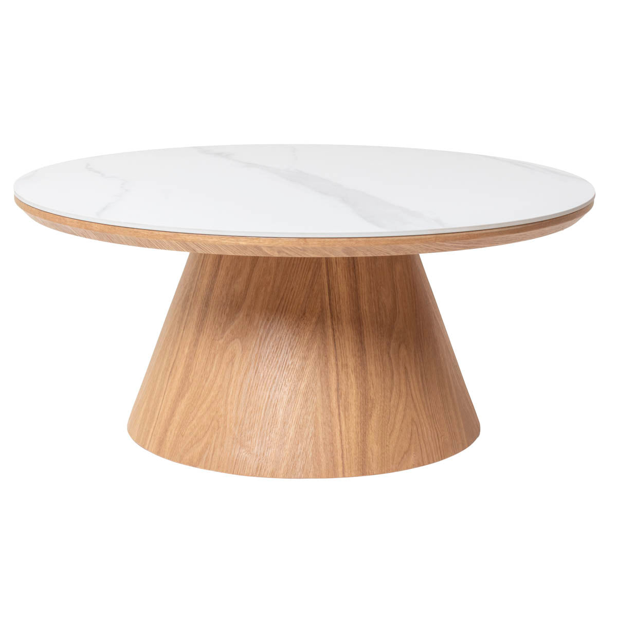 Giga Meubel Salontafel Alba - Rond Naturel Hout/Keramisch - 80x80x35cm
