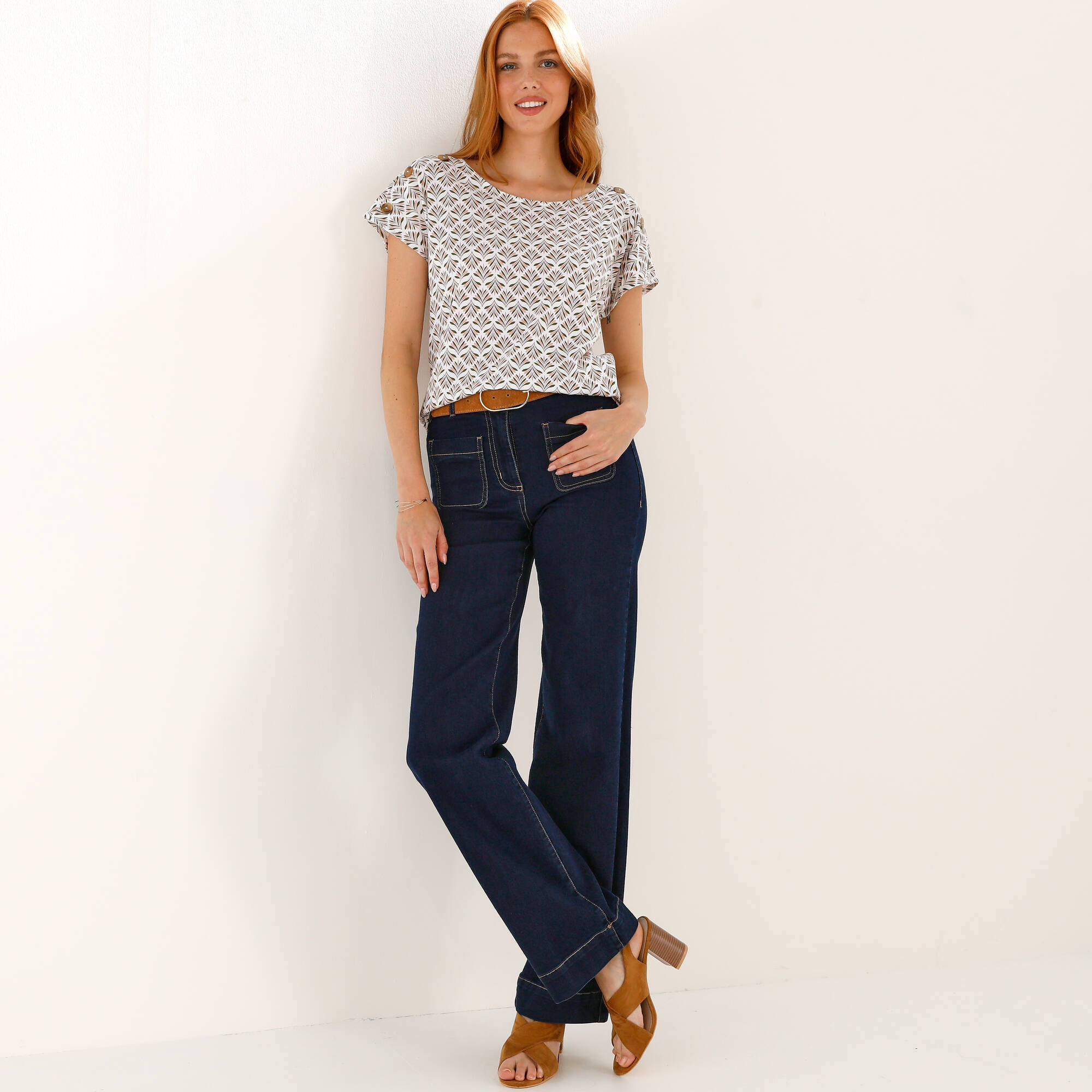 T-shirt col rond imprimé minimaliste