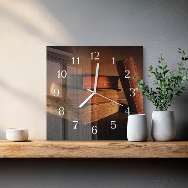 Zegar ścienny 30x30 Książka cichy mechanizm salon