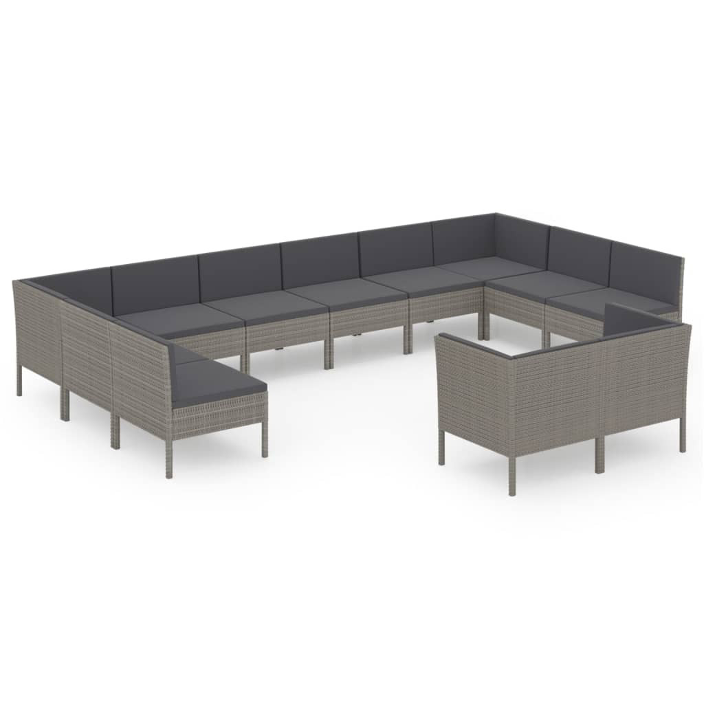 Zestaw wypoczynkowy do ogrodu Szary Technorattan 4x narożna   8x sofa