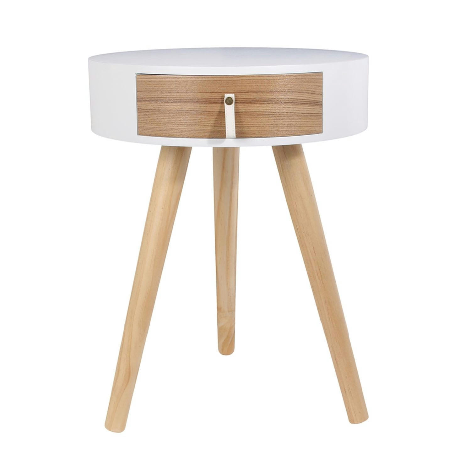 NORA - Table de chevet scandinave blanche