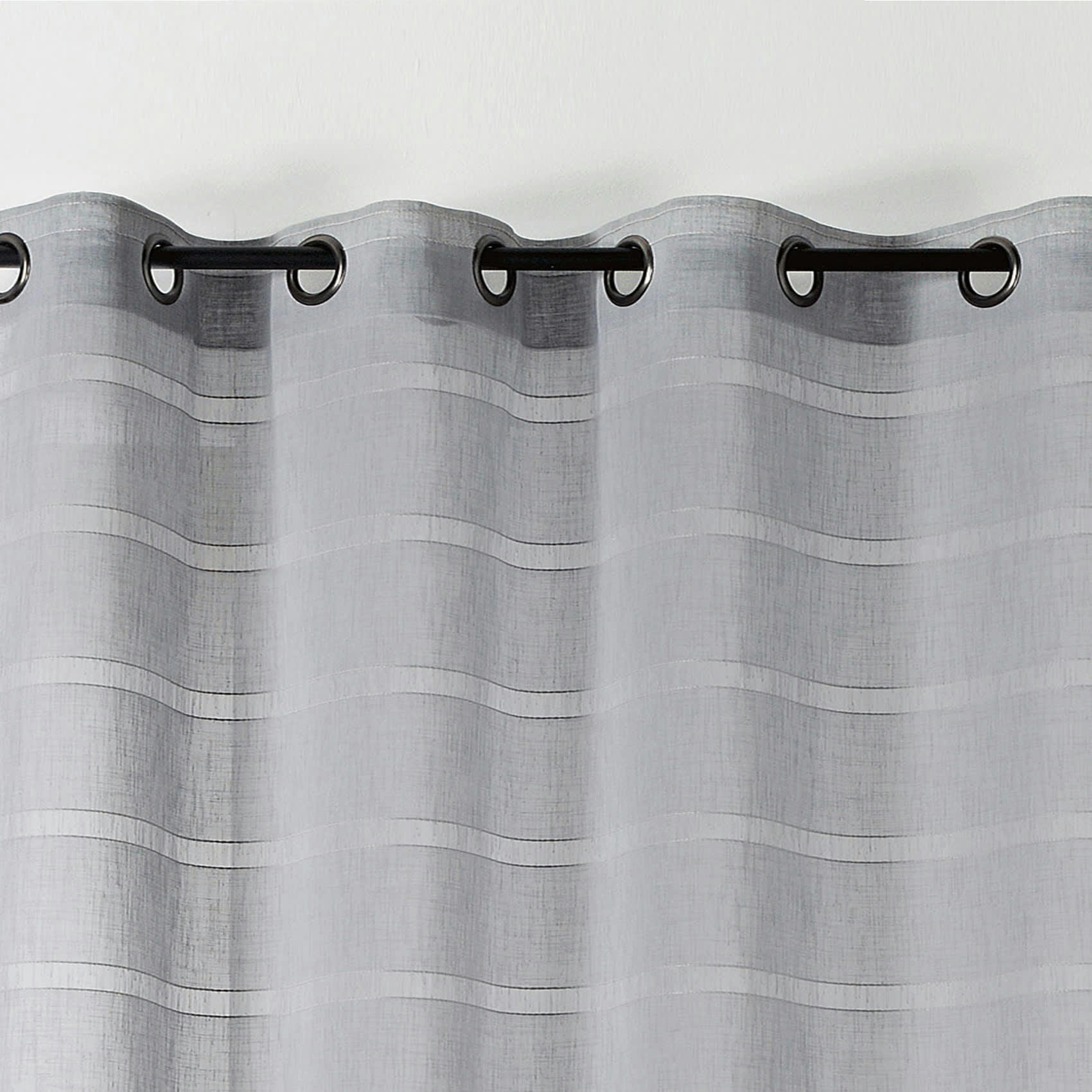 - Voilage rayé et tamisant cordelette polyester gris clair 140x250 cm