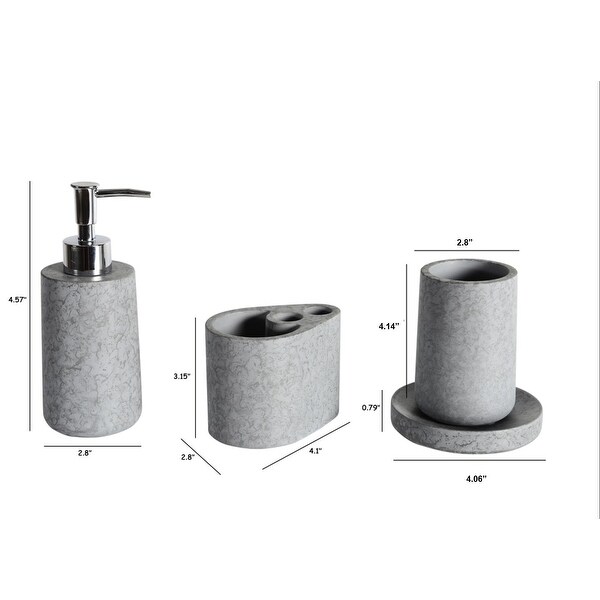 Concrete terrazzo 4-piece Set Bath Accessory, Cement Grey