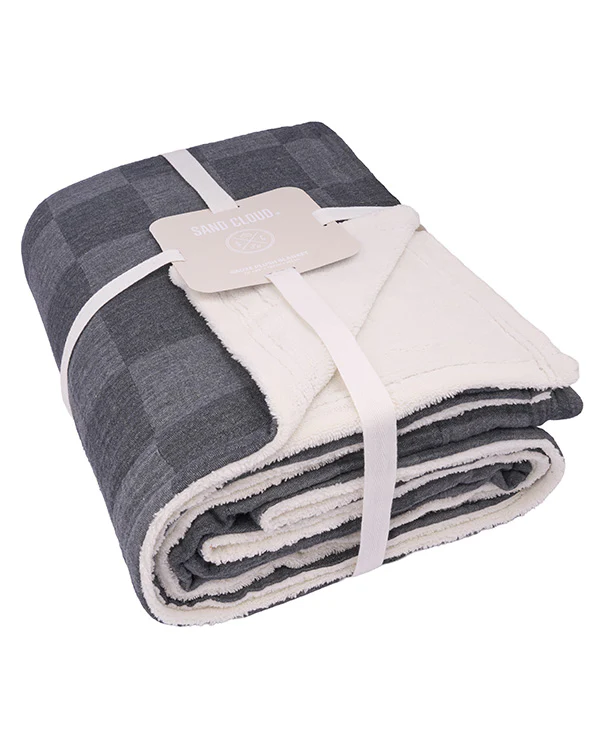 Cloud Checker Plush Blanket - Black