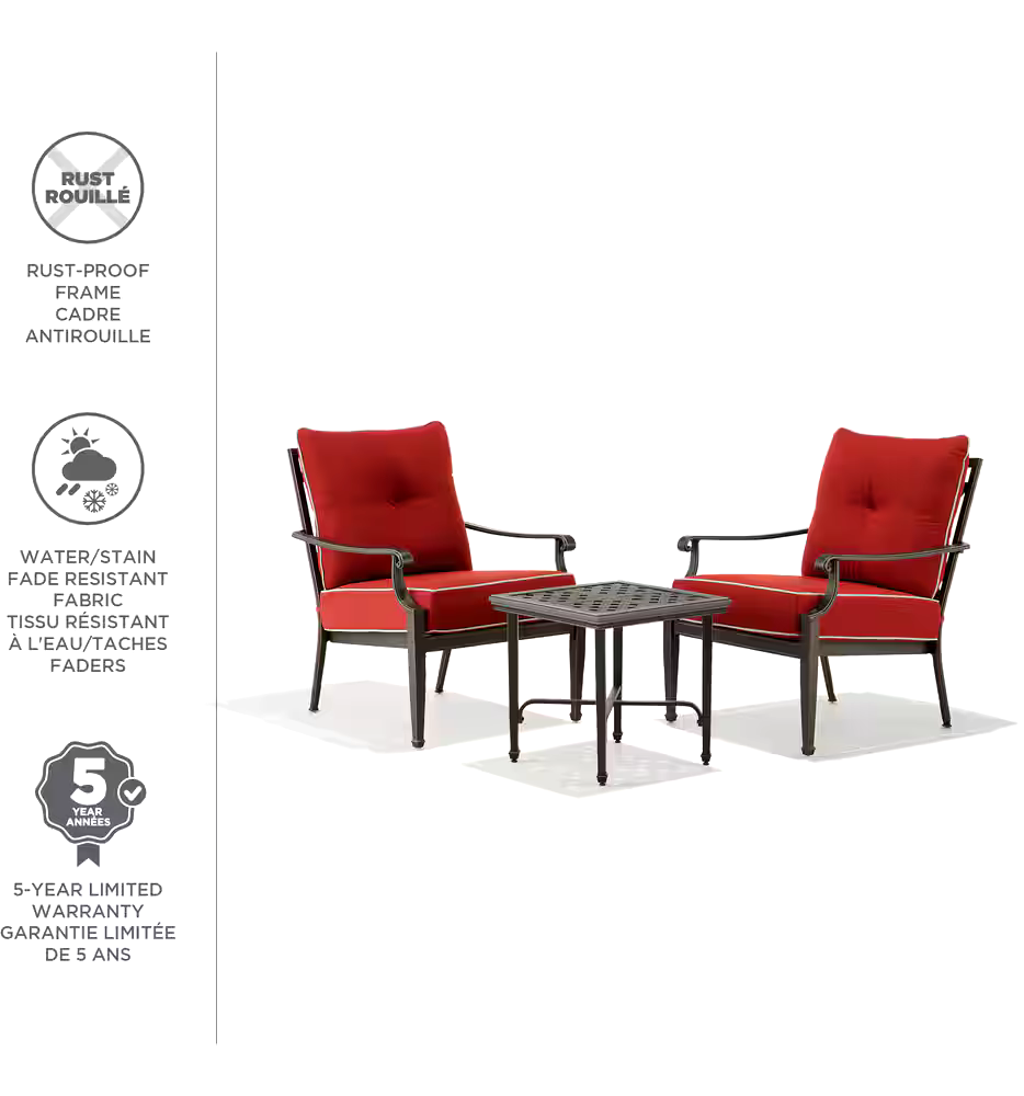 CANVAS Coventry Aluminium Frame Outdoor/Patio Conversation/Chat Set, UV-Resistant, 3-pc